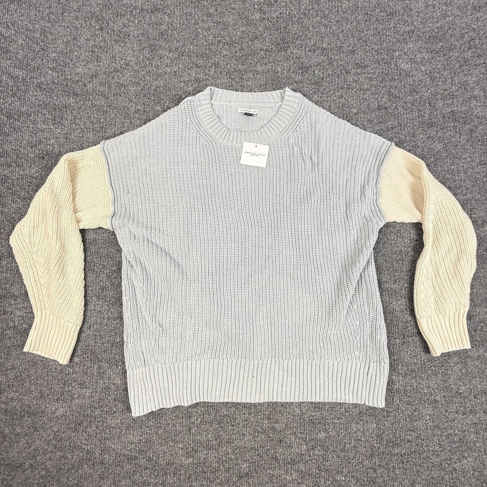 American Eagle Outfitters Sweater Womens Small Gray Colorblock Raglan Knit